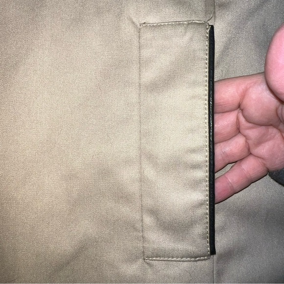 H&M size 6 tan w black trim & lining belted w back overlay button up trench coat - Picture 8 of 16